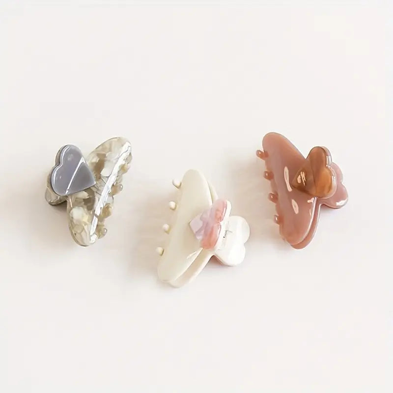 5cm Sweet Girl Heart Shaped Acetic Acid Hair Clip, For High Ponytail Or Half Up Style, Elegant And Graceful Valentine's Day
