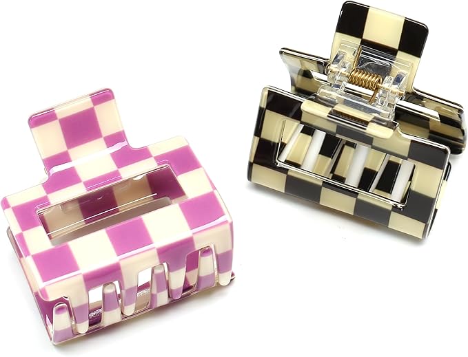 Checkerboard Patterned Women Hair Claw Clip
