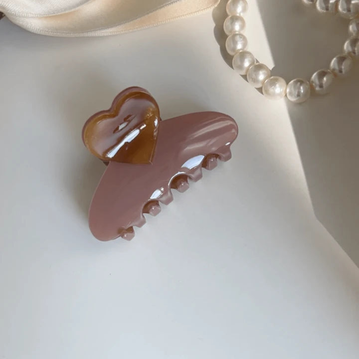 5cm Sweet Girl Heart Shaped Acetic Acid Hair Clip, For High Ponytail Or Half Up Style, Elegant And Graceful Valentine's Day