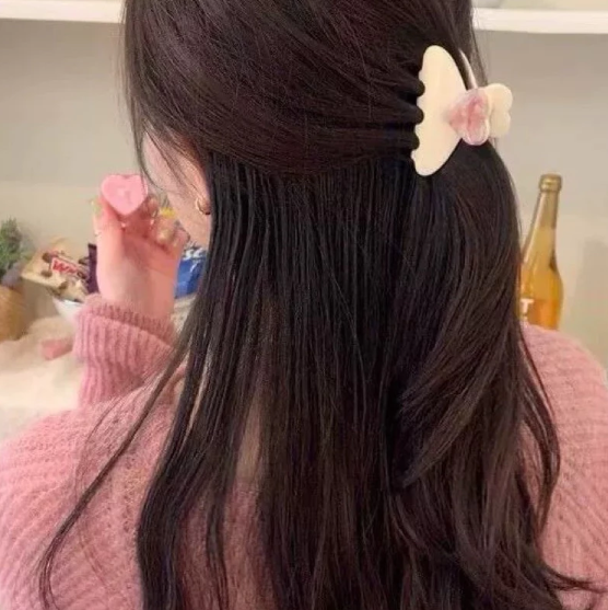 5cm Sweet Girl Heart Shaped Acetic Acid Hair Clip, For High Ponytail Or Half Up Style, Elegant And Graceful Valentine's Day