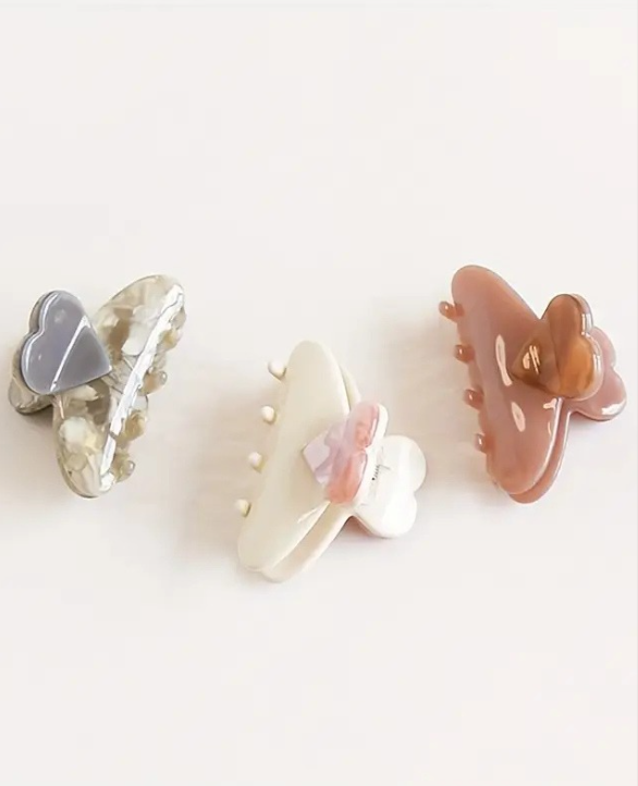5cm Sweet Girl Heart Shaped Acetic Acid Hair Clip, For High Ponytail Or Half Up Style, Elegant And Graceful Valentine's Day